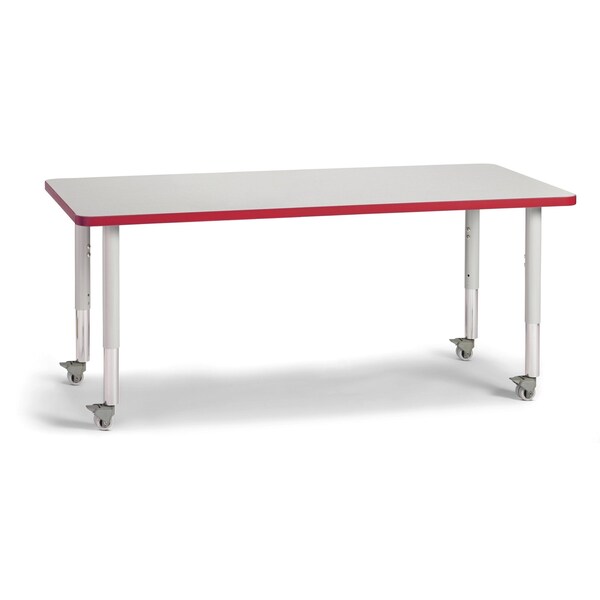 Berries Rectangle Activity Table, 30 in. x 60 in., Mobile, Freckled Gray/Red/Gray